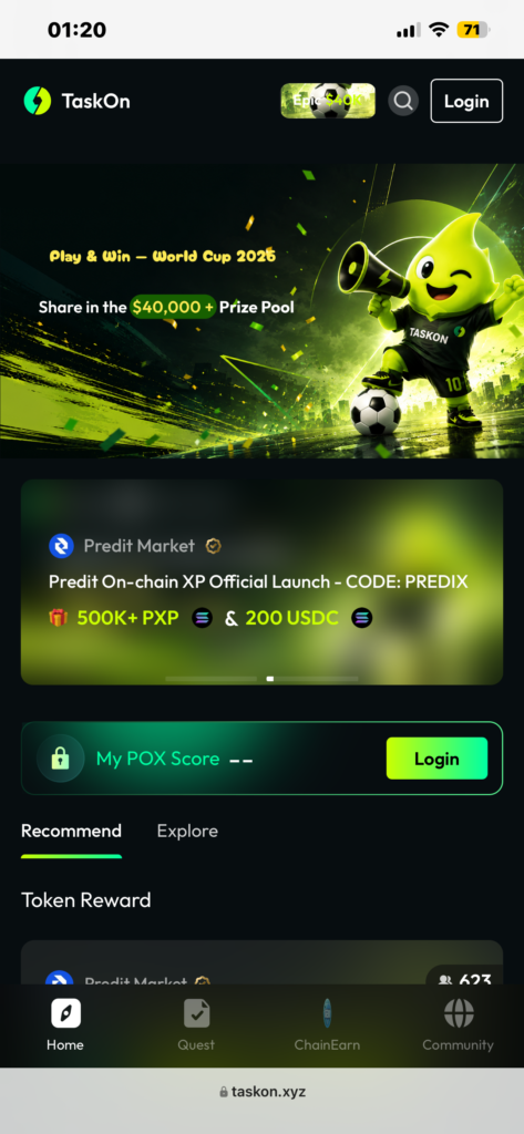 Taskon login page